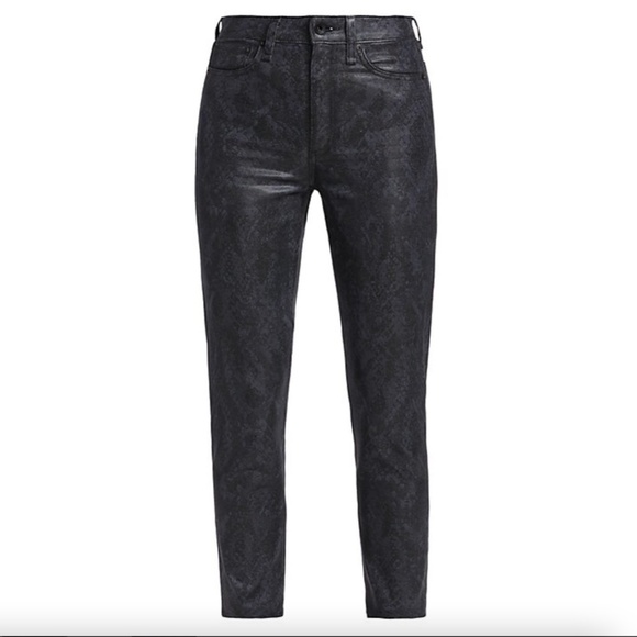 rag & bone Nina‎ High-Rise Cigarette Black Cropped Coated 27 Jeans - Picture 5 of 11